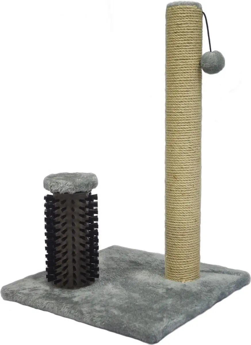 Flamingo Fico Grijs Krabpaal - 39x39x60,5cm - met jute & pluche