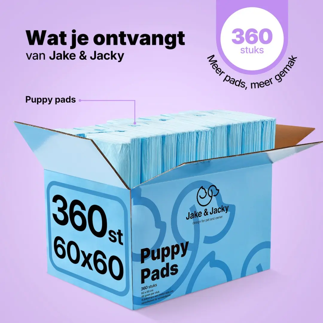 Jake and Jacky Puppy Training Pads 360 Stuks - 60x60cm Wit - afbeelding 6 van 6