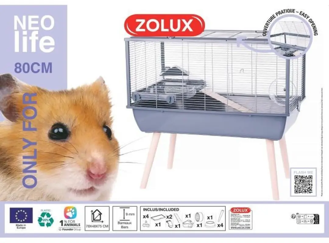 Zolux Neolife 80 Hamsterkooi 78x48x75cm - Grijs