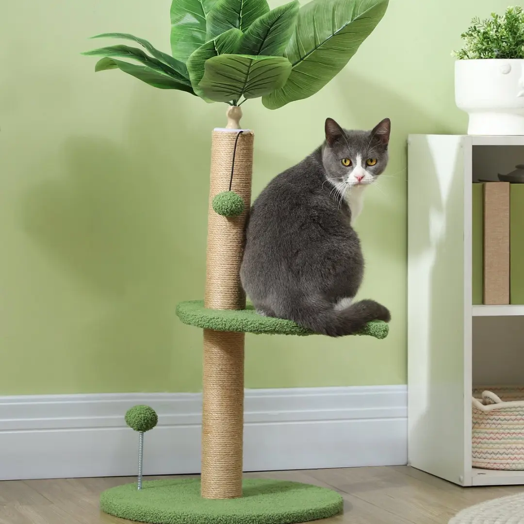 Pawhut Kattenboom Teddybeer 40x40x83cm - 2 Niveaus - Groen