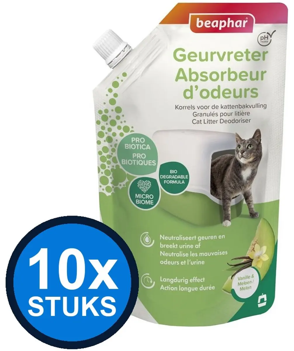 Beaphar Geurvreter Kattenbakreiniging Vanille & Meloen 400g
