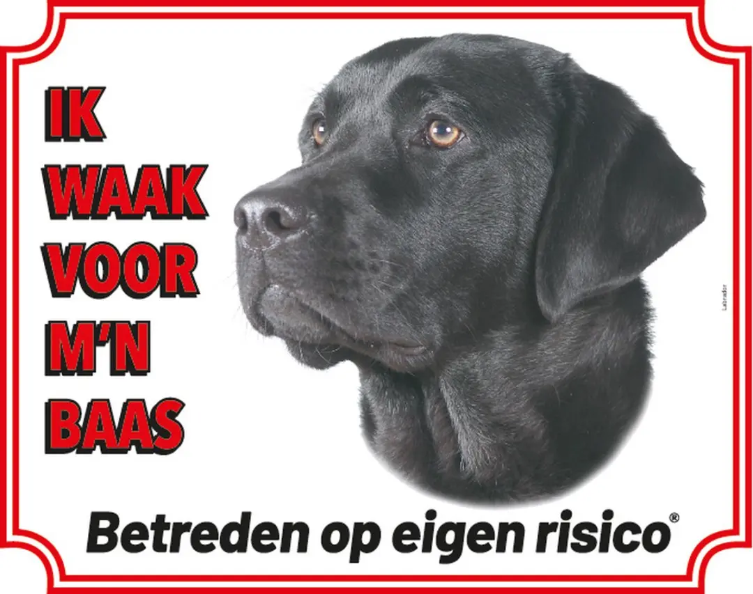 Flamingo Waakbord Labrador Zwart 20x25cm