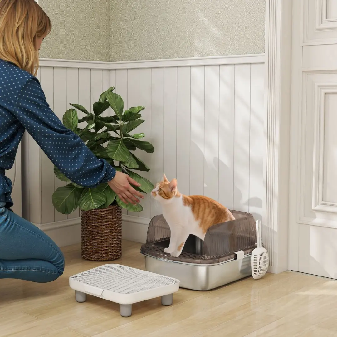 ECTEATOY Extra Grote Kattenbak 15L - Grijs
