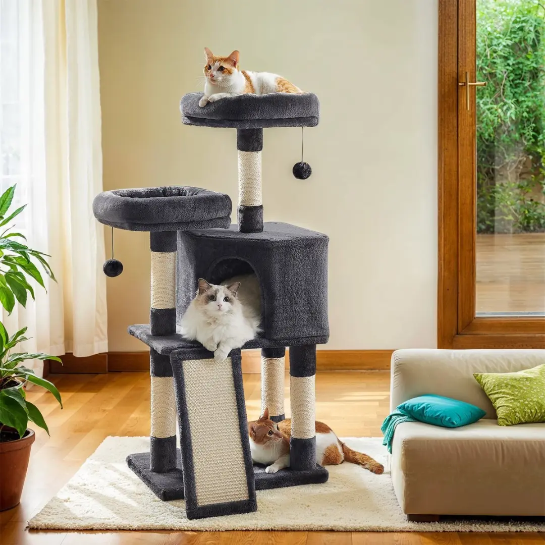 Songmics Krabpaal Kattenboom 115cm Rookgrijs