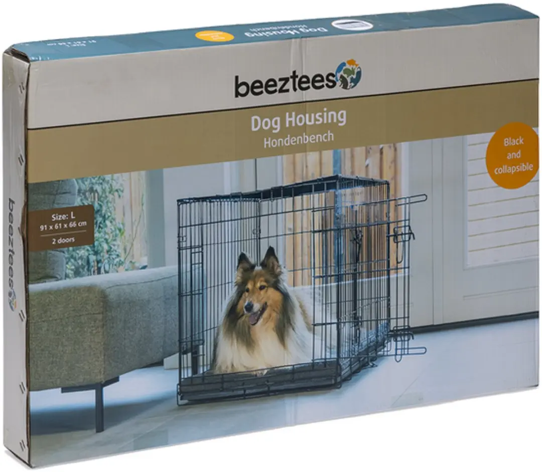 Beeztees Hondenbench L - 2 Deuren - 91x61x66cm - Zwart - afbeelding 6 van 6