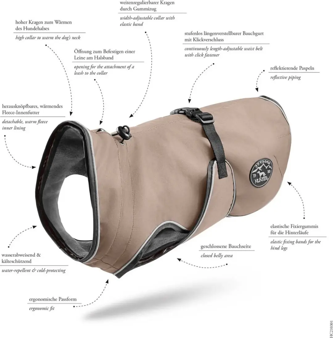 Hunter Hondenjas XXXS - 22 cm - Taupe