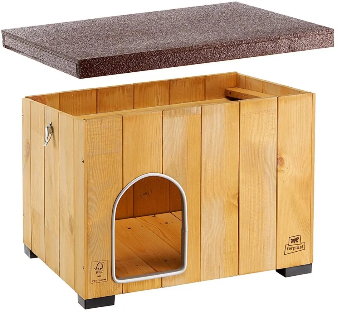 Ferplast Hondenhok Baita 56x46,5cm Hout - Naturel - afbeelding 2 van 5