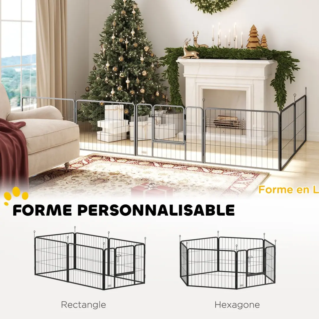 Pawhut Speelbox Huisdieren 160x80x60cm - Staal Grijs