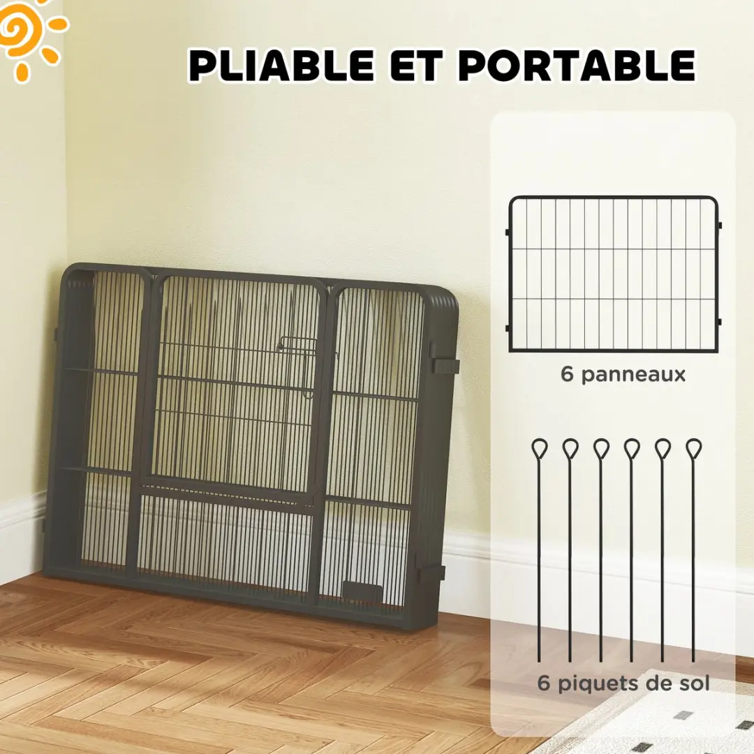 Pawhut Speelbox Huisdieren 160x80x60cm - Staal Grijs