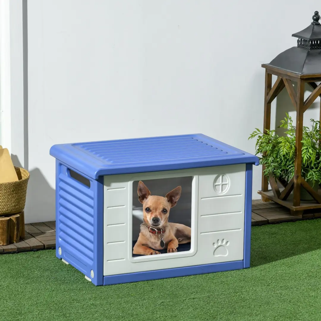 Pawhut Hondenhok Polyethyleen 60x42x40cm - Blauw