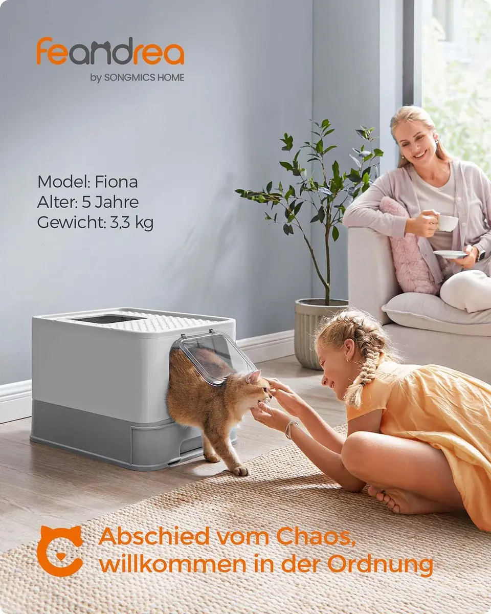 Songmics Verborgen Kattenbak PPT001GD03 - 15kg - Lichtgrijs/Duifgrijs