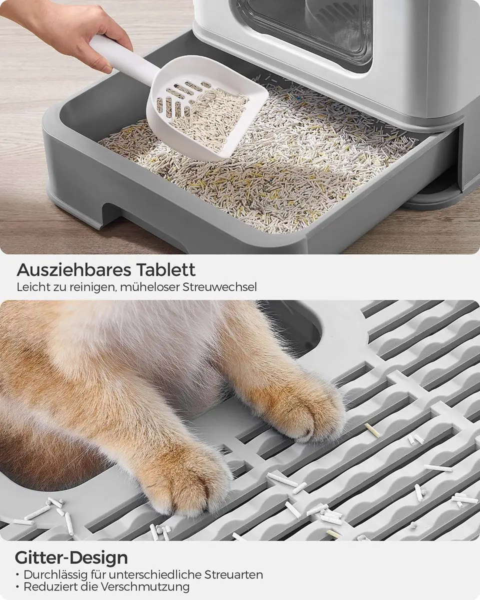 Songmics Verborgen Kattenbak PPT001GD03 - 15kg - Lichtgrijs/Duifgrijs - afbeelding 6 van 6