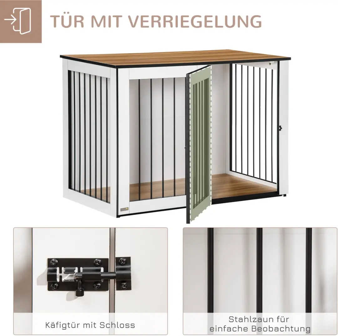 Pawhut Hondenkooi D02-090 - Dunkelwalnuss/Wit