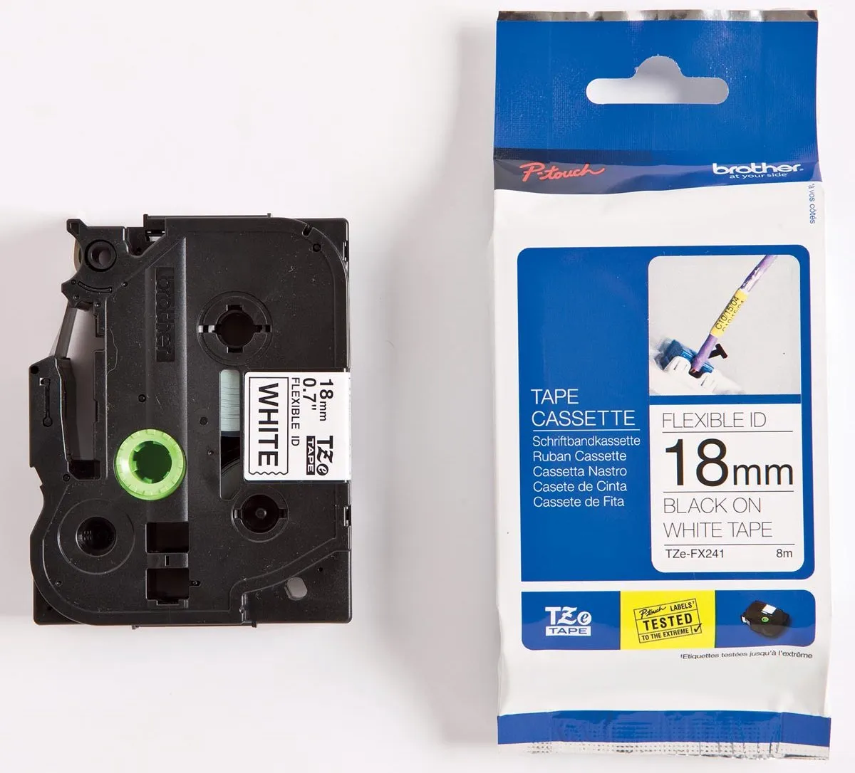 Brother TZE-FX241 Tape - 18mm - Zwart/Wit