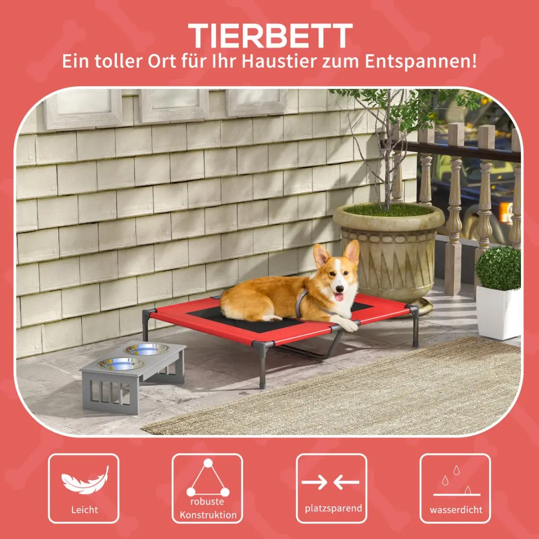 Pawhut Outdoor Hundesofa 92x76x18cm - Zwart/Rood