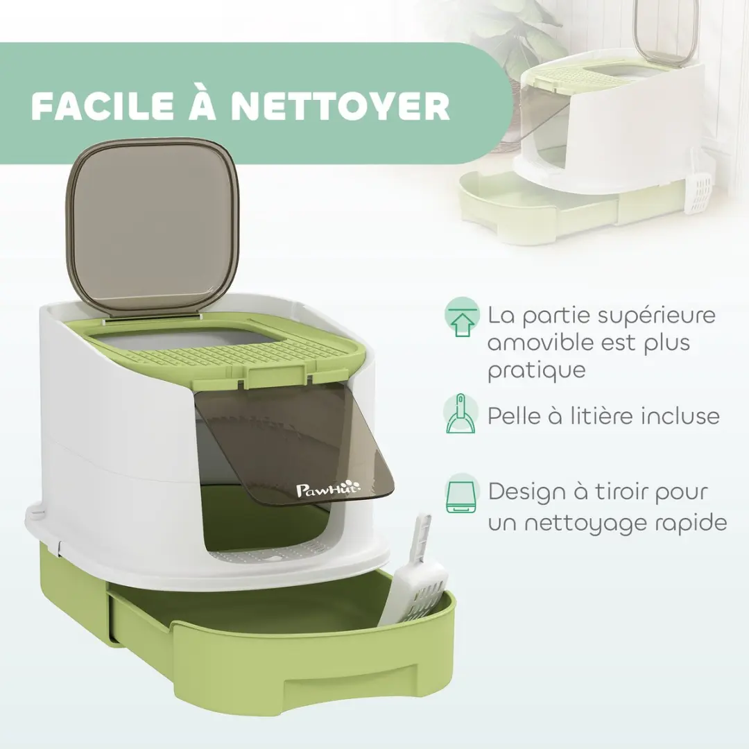 Pawhut Kattenbak Polypropyleen 40,5x52,5x42,5cm - Groen
