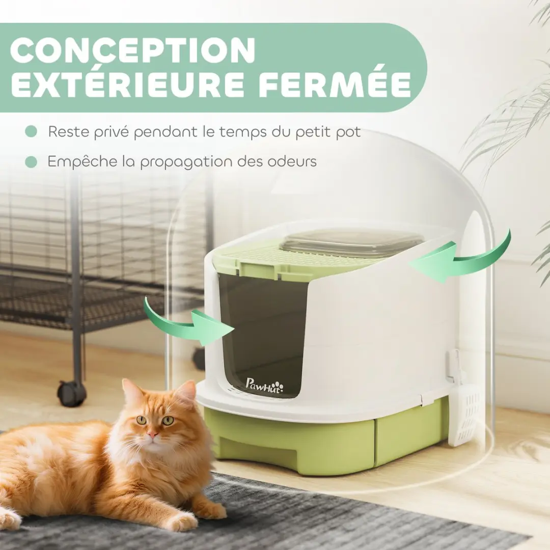 Pawhut Kattenbak Polypropyleen 40,5x52,5x42,5cm - Groen