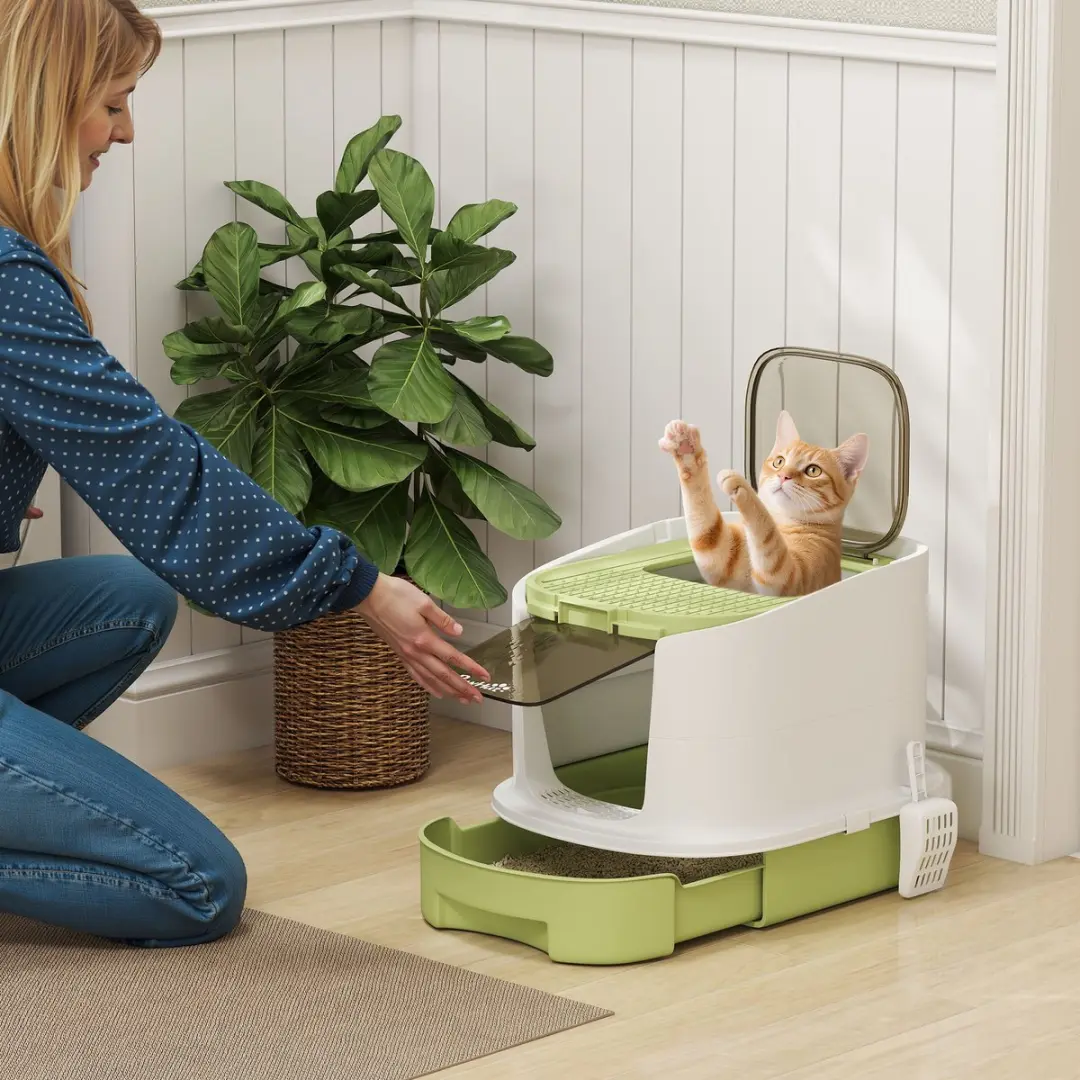 Pawhut Kattenbak Polypropyleen 40,5x52,5x42,5cm - Groen