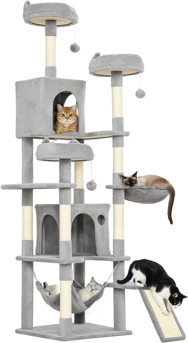 Pawhut Kattenkrabpaal Grijs