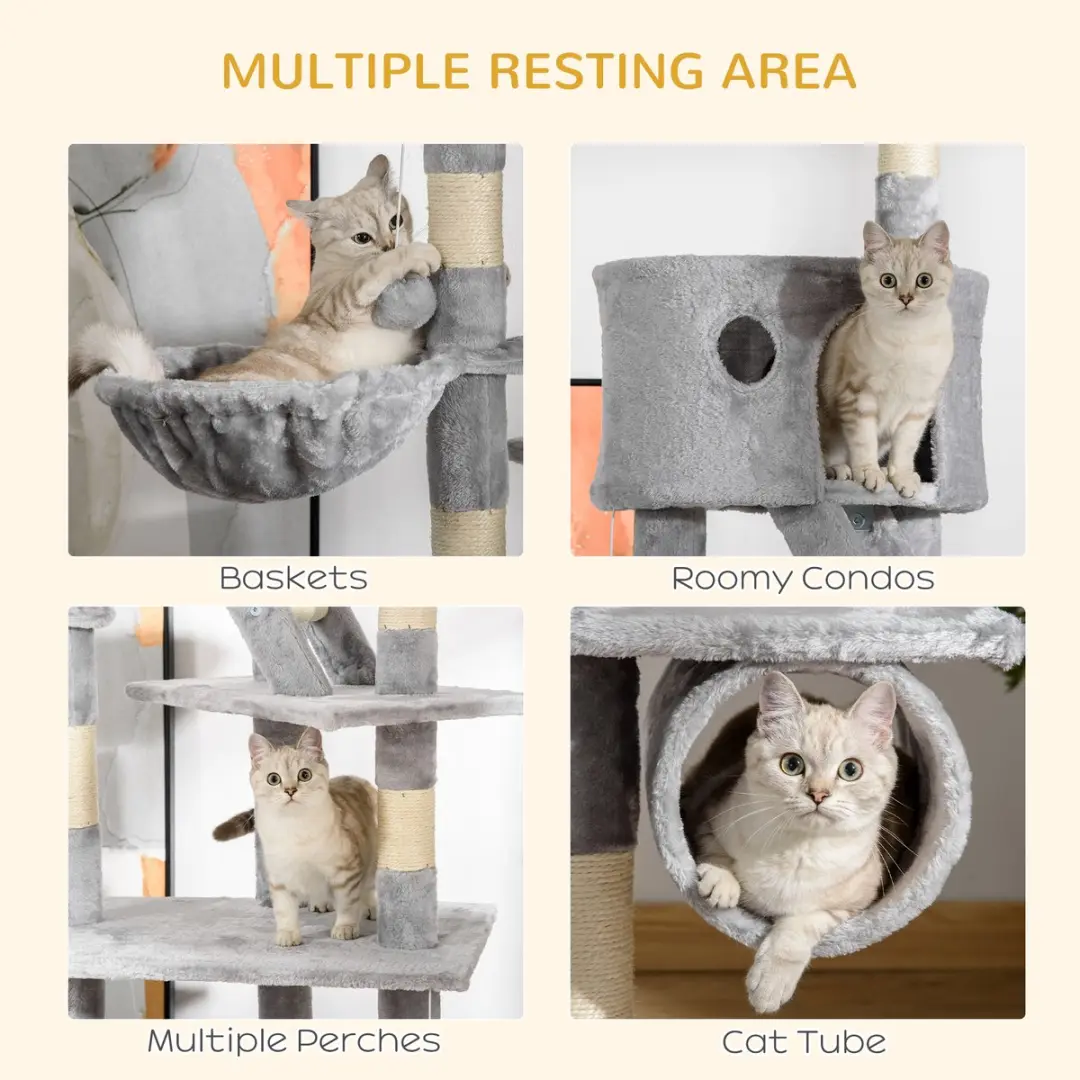 Pawhut Kattenkrabpaal Lichtgrijs 60x45x240-260cm