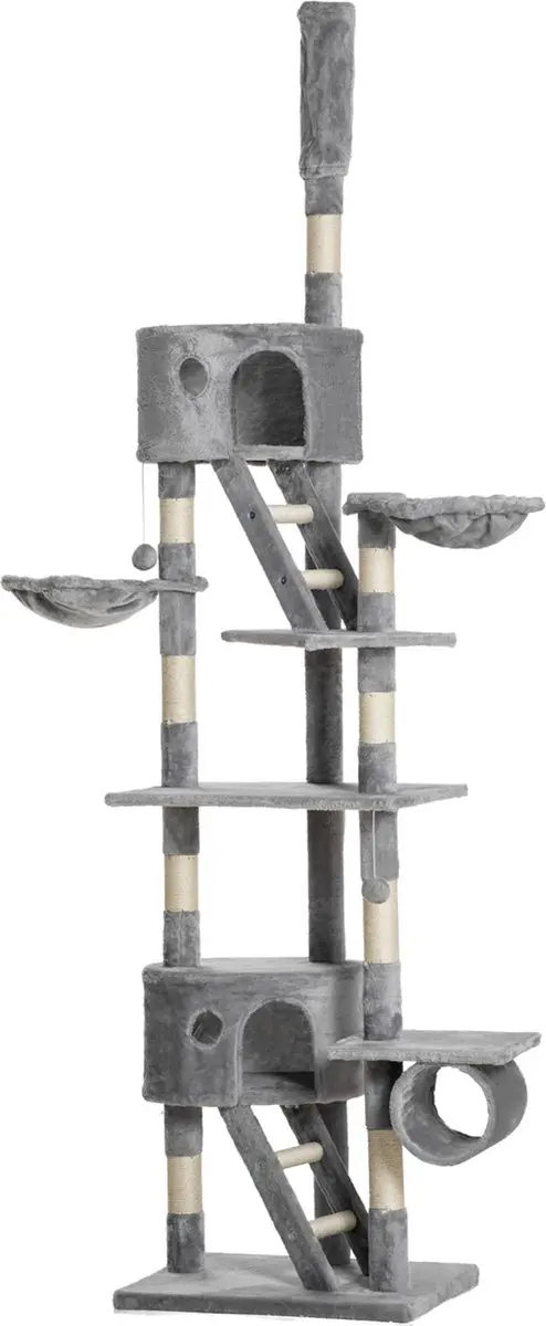 Pawhut Kattenkrabpaal Lichtgrijs 60x45x240-260cm