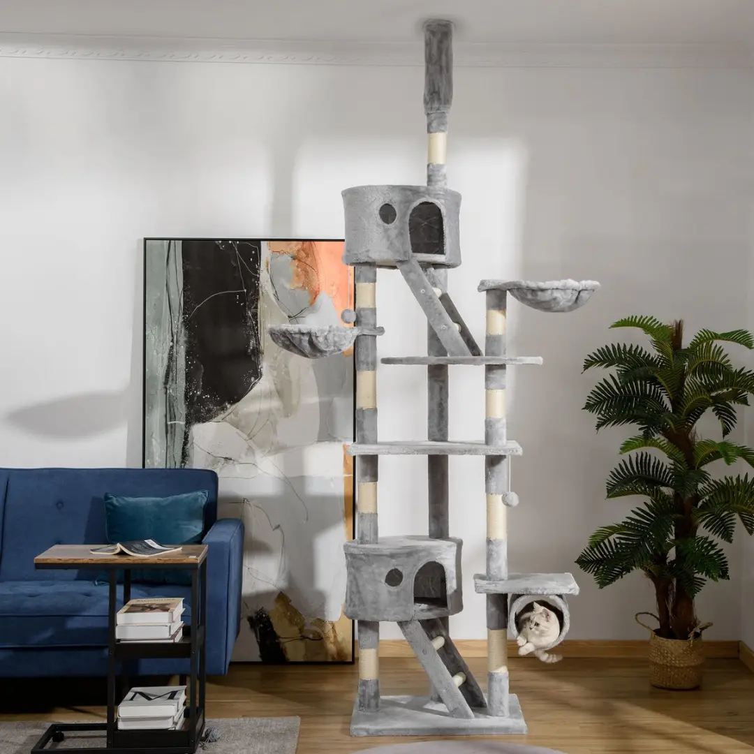 Pawhut Kattenkrabpaal Lichtgrijs 60x45x240-260cm