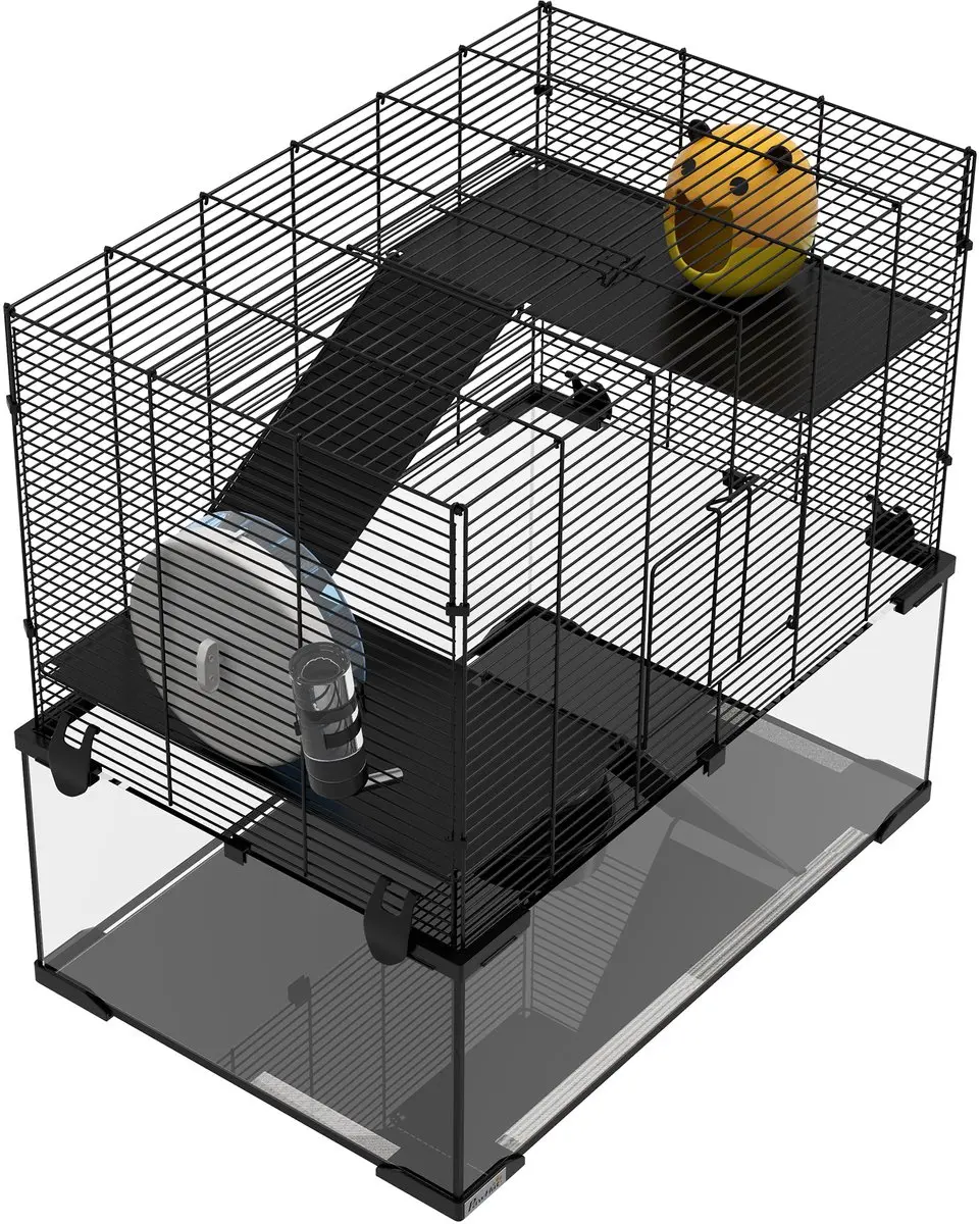 Pawhut Hamsterkooi 60x40x54,5cm - Zwart