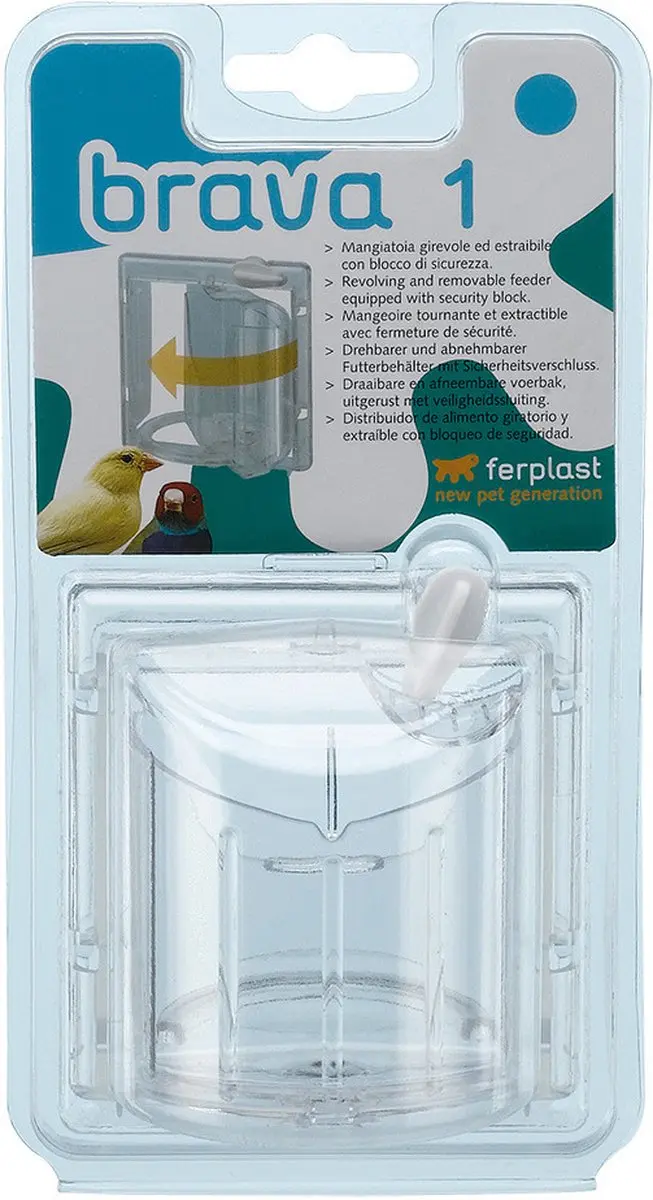 Ferplast Brava 1 Voerbakje Vogel - 8.8x9.5x6.8cm Transparant