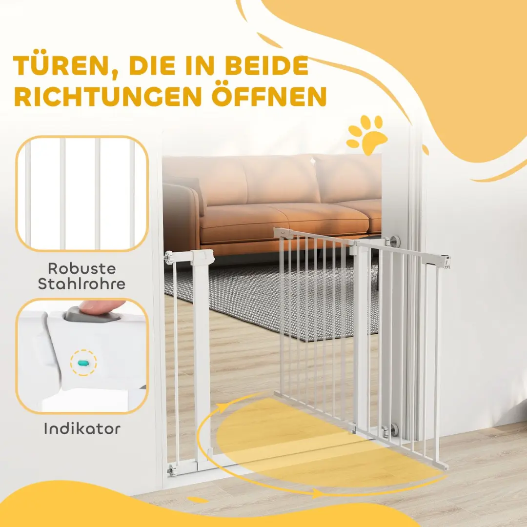 Pawhut Verstellbaar Absperrgitter 75-96cm - Auto-Close - Wit