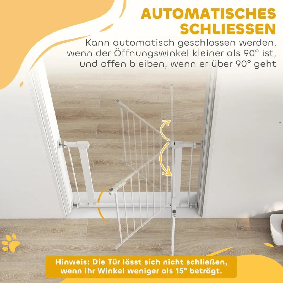 Pawhut Verstellbaar Absperrgitter 75-96cm - Auto-Close - Wit