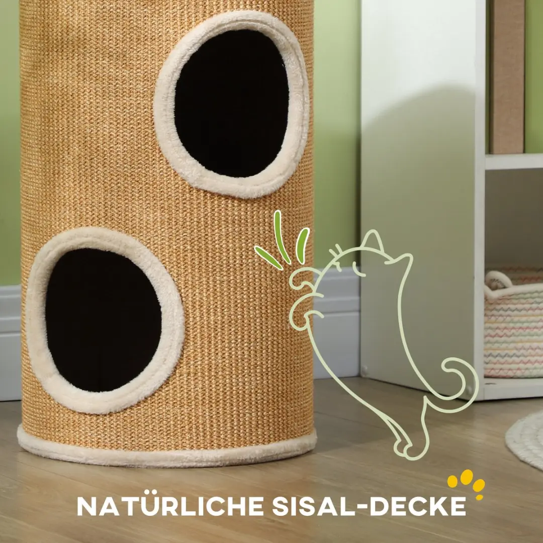 Pawhut Kratztonne 60cm - 2 Ligplekken - Sisal - tot 5kg - Bruin