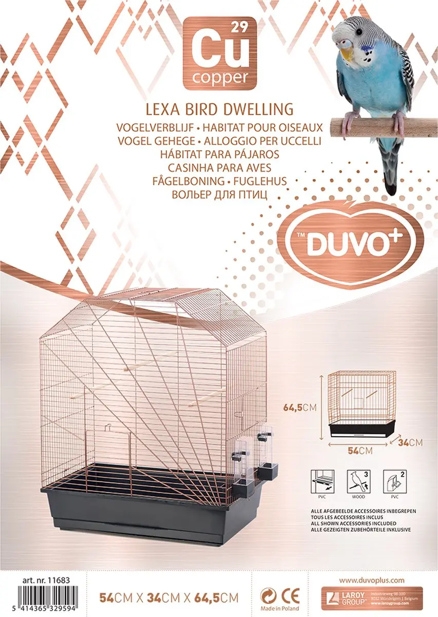Duvo Copper Lexa Vogelkooi - Staand 1 - Zwart