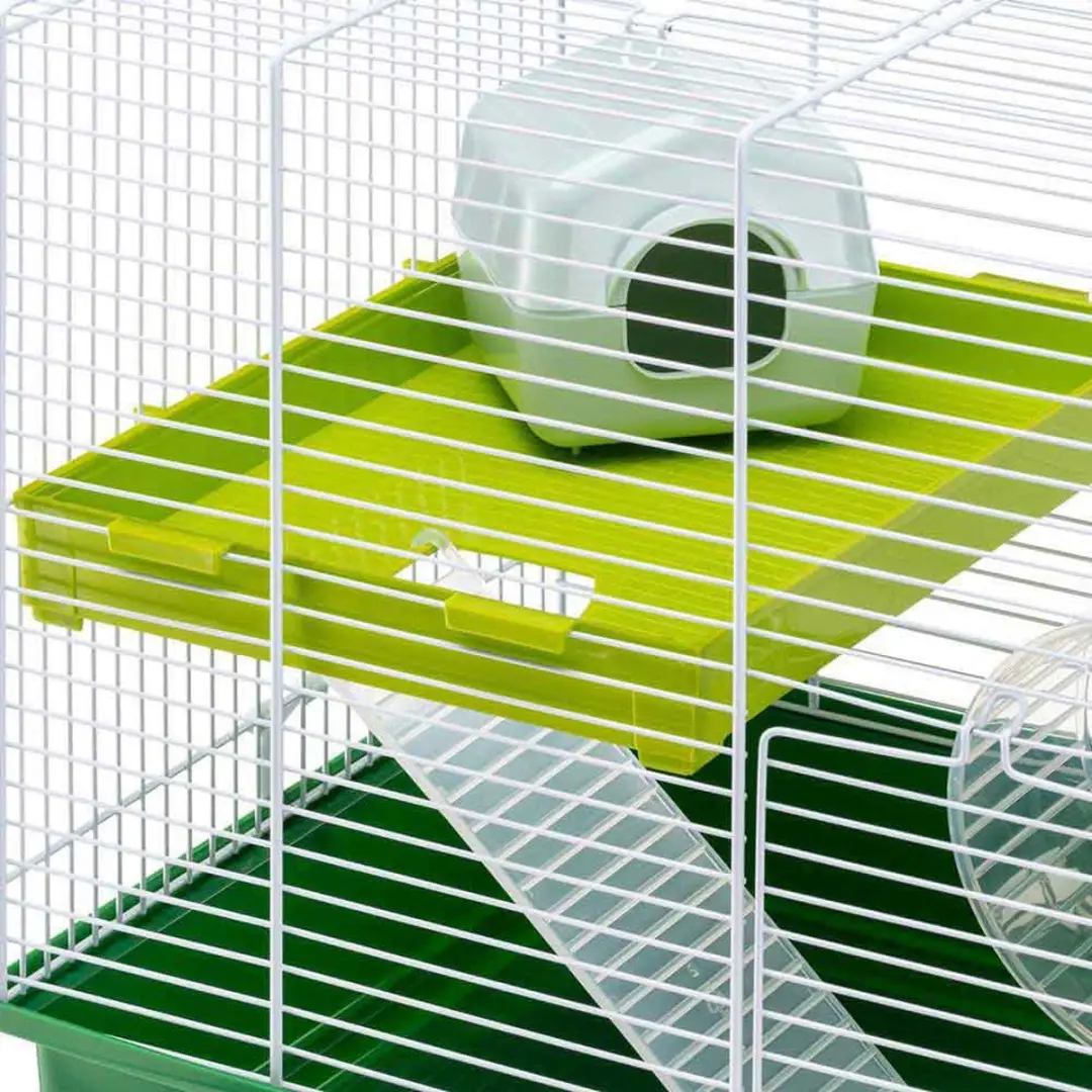 Ferplast Hamsterkooi Duo - 46x29,5x37,5cm - Wit/Groen