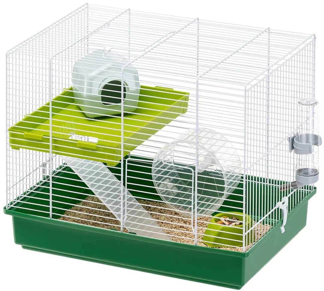 Ferplast Hamsterkooi Duo - 46x29,5x37,5cm - Wit/Groen
