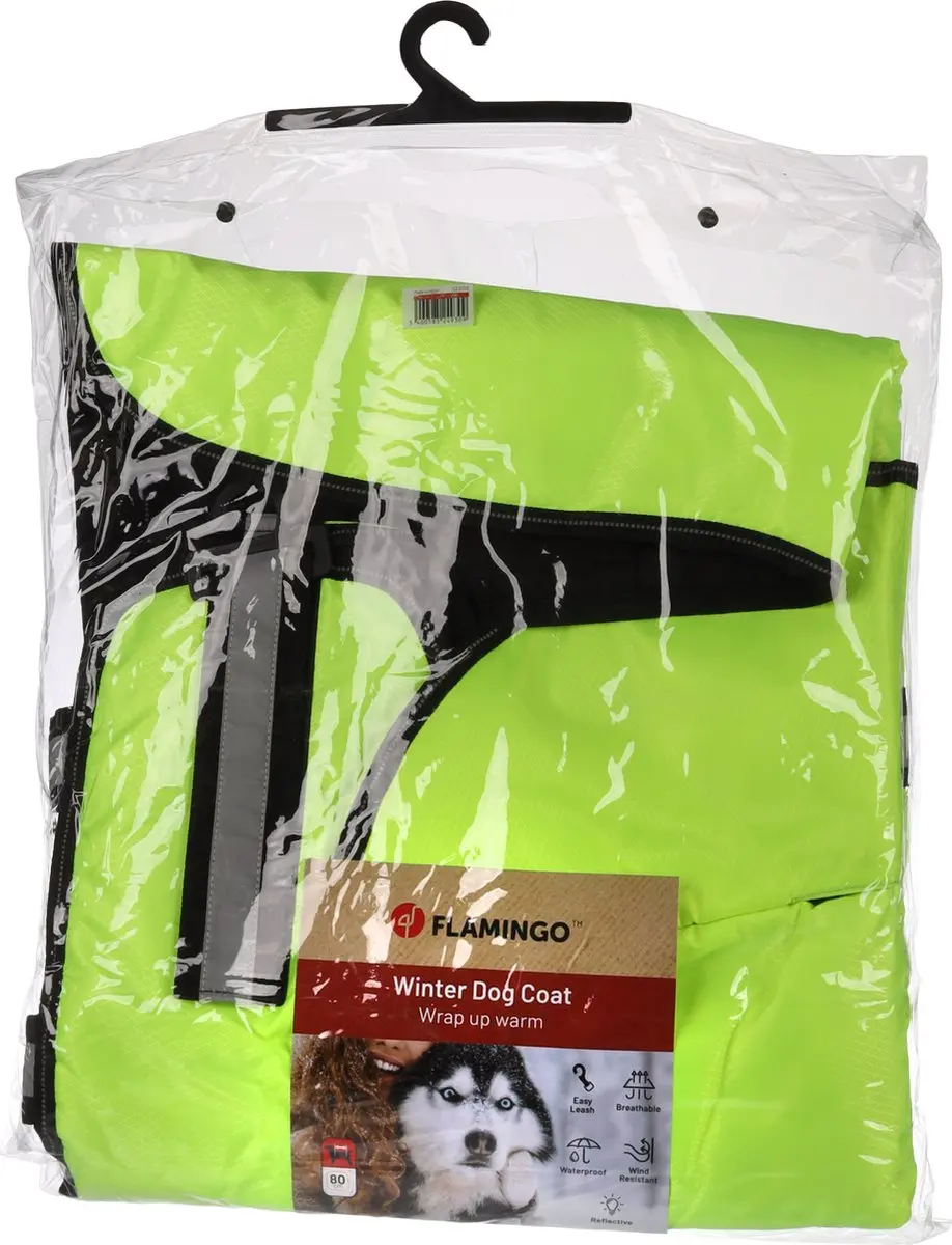 Flamingo Winterjas Eisbär voor Honden - Fluogeel - Maat 80cm - afbeelding 6 van 6