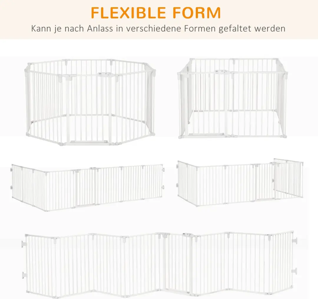 Pawhut Hondenhek 8 Panelen - Wit