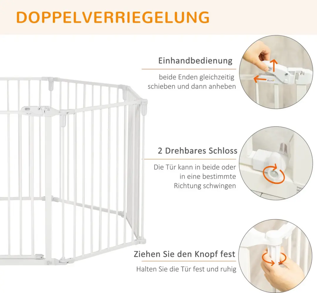 Pawhut Hondenhek 8 Panelen - Wit