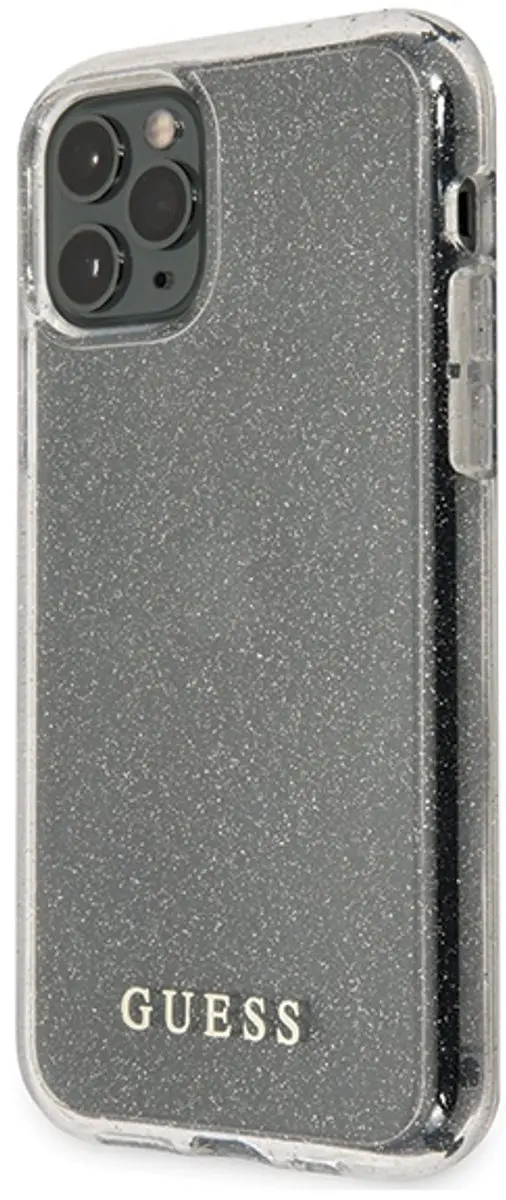 Guess Glitter Serie iPhone 11 Pro Telefoonhoes - Zilver