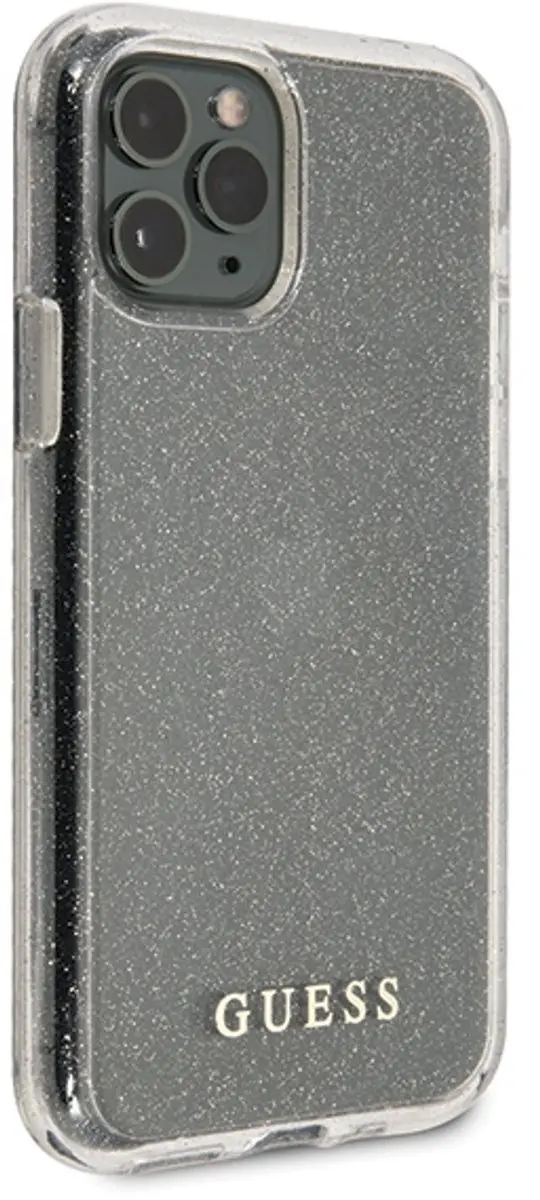 Guess Glitter Serie iPhone 11 Pro Telefoonhoes - Zilver