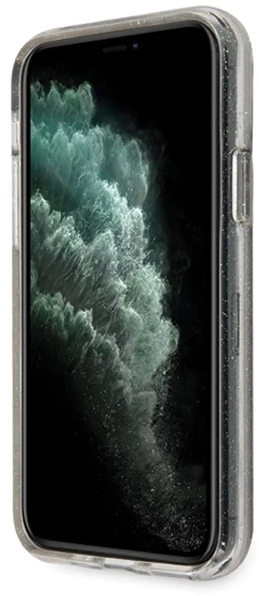Guess Glitter Serie iPhone 11 Pro Telefoonhoes - Zilver