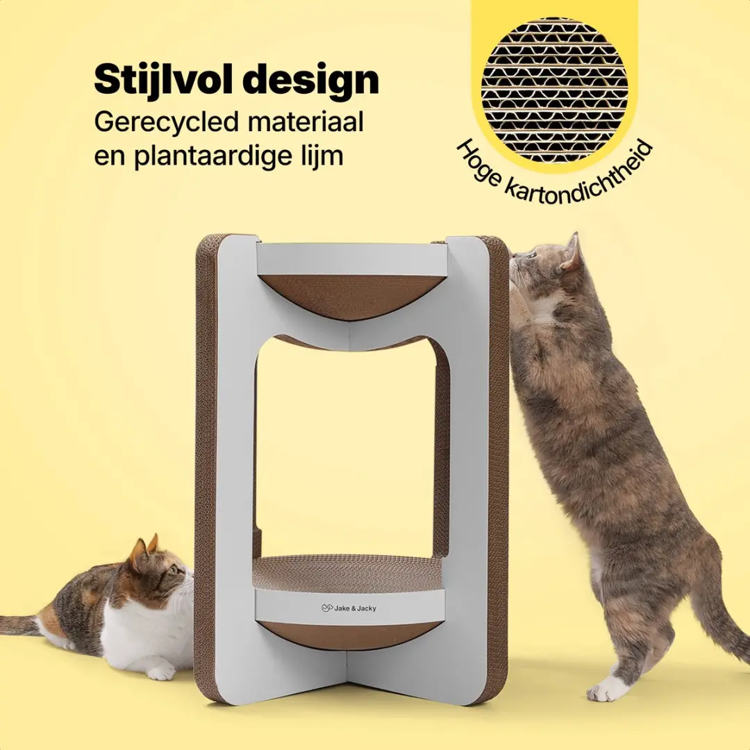 Jake and Jacky Krabkarton Katten - 52x52x58cm - Wit - 2 Ligplekken
