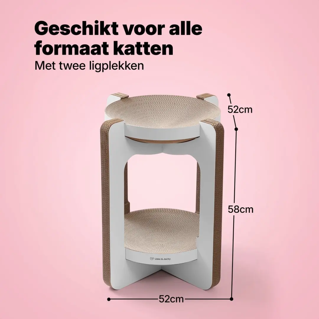 Jake and Jacky Krabkarton Katten - 52x52x58cm - Wit - 2 Ligplekken