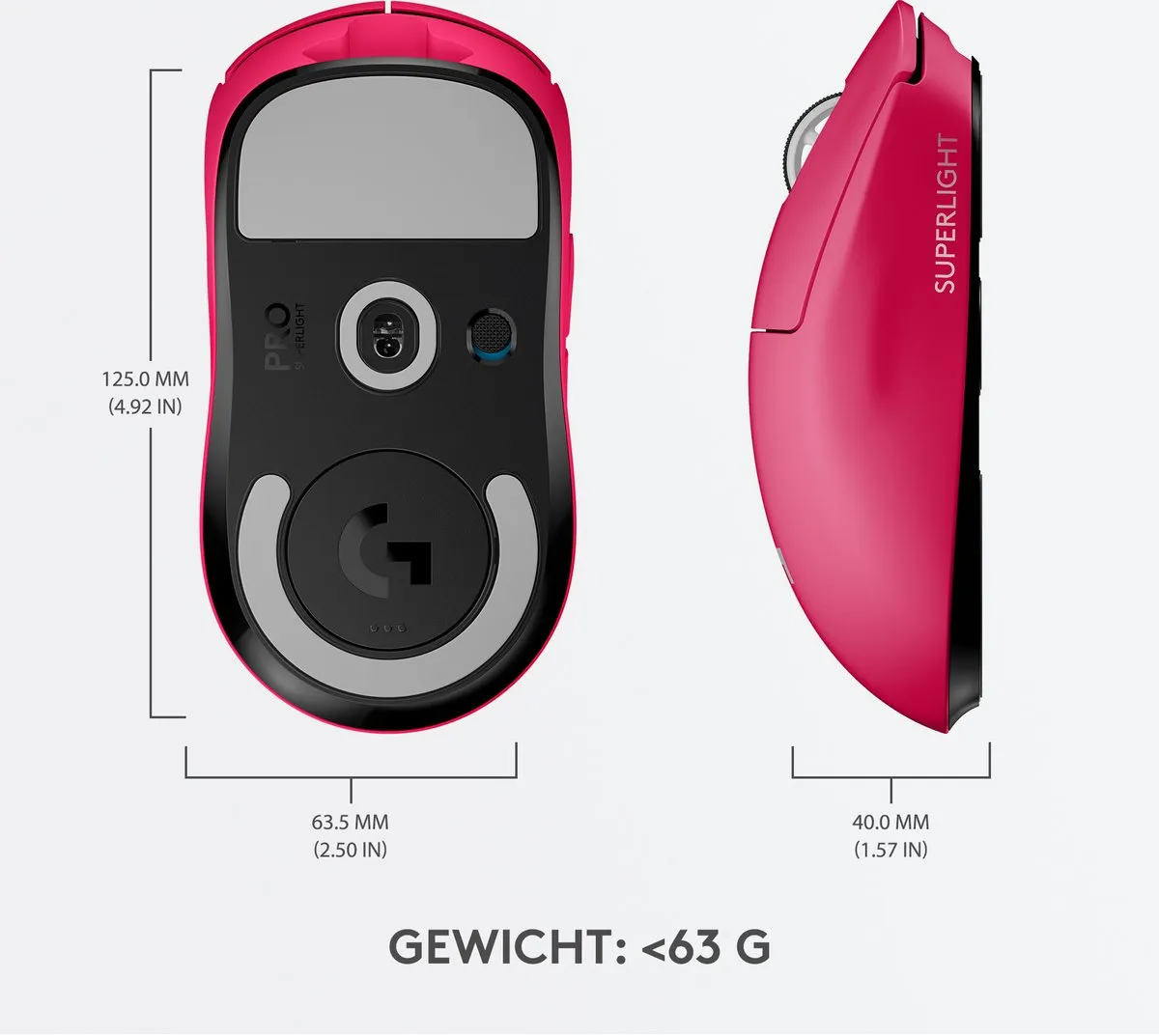 Logitech G Pro X SUPERLIGHT 910-005957 Gaming Muis - Magenta - afbeelding 6 van 6