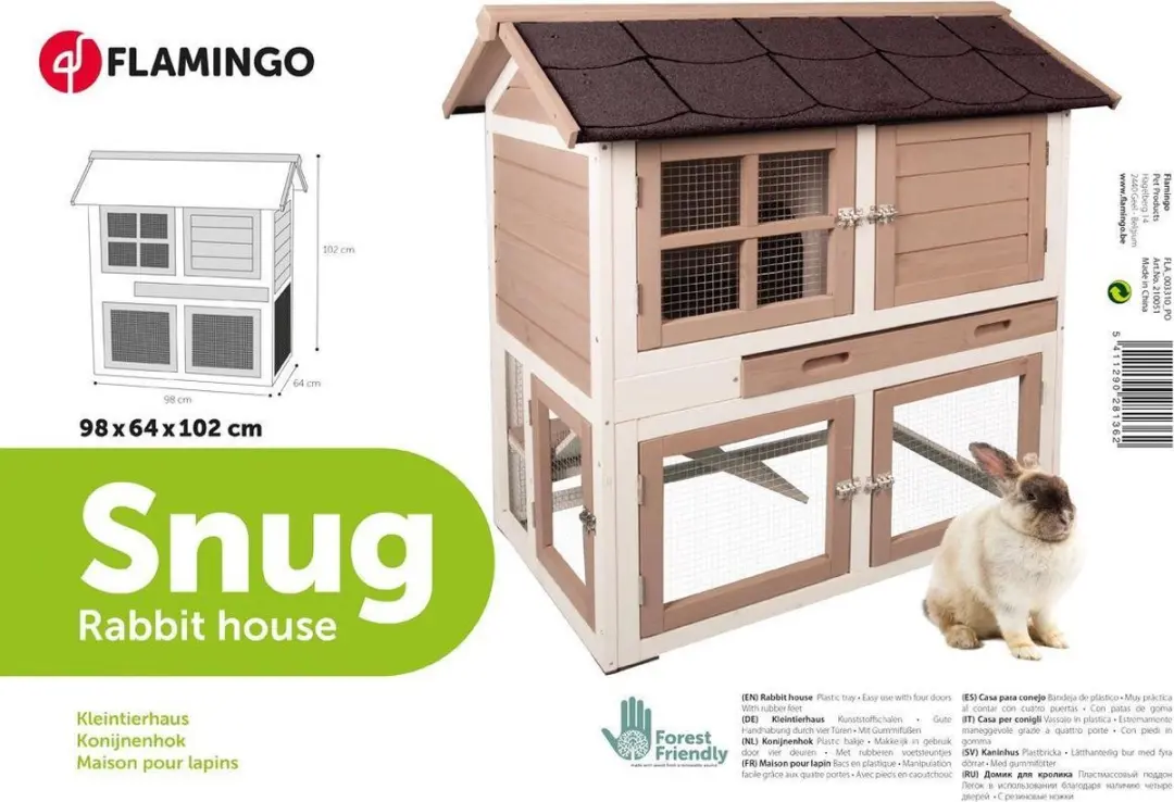 Flamingo Konijnenhok Snug Urban 2-Verdiepingen - 98x64x102cm - afbeelding 3 van 4