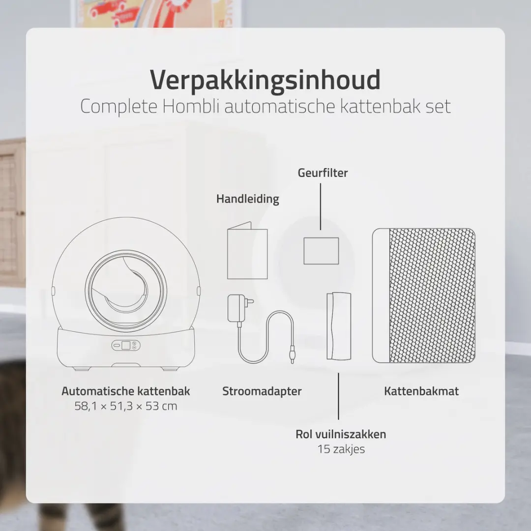 Hombli Slimme Kattenbak met Camera - Zelfreinigend 7L