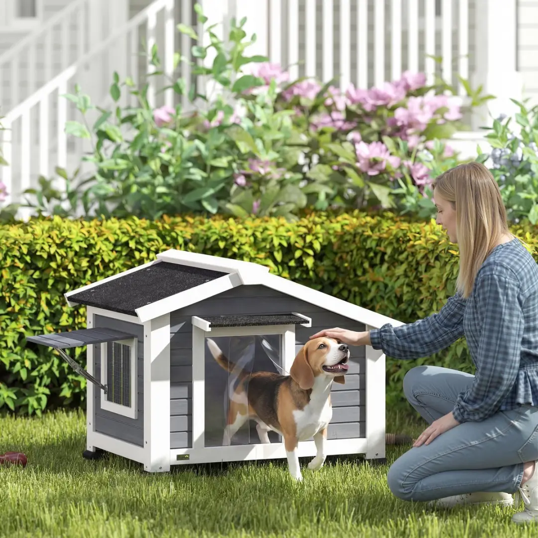 Pawhut Hondenhok - 98x76x69,5cm - Grijs