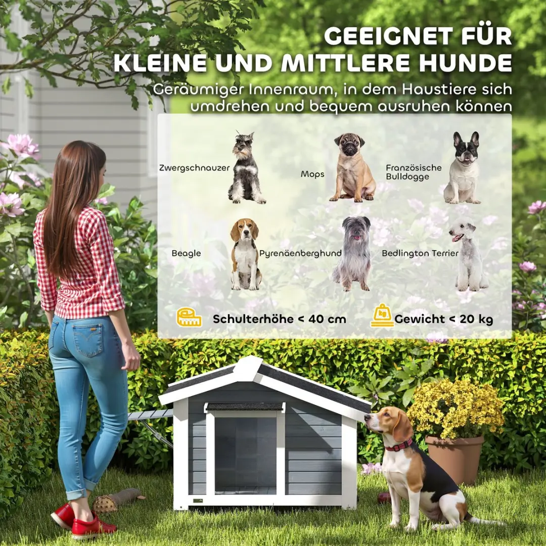 Pawhut Hondenhok - 98x76x69,5cm - Grijs - afbeelding 6 van 6