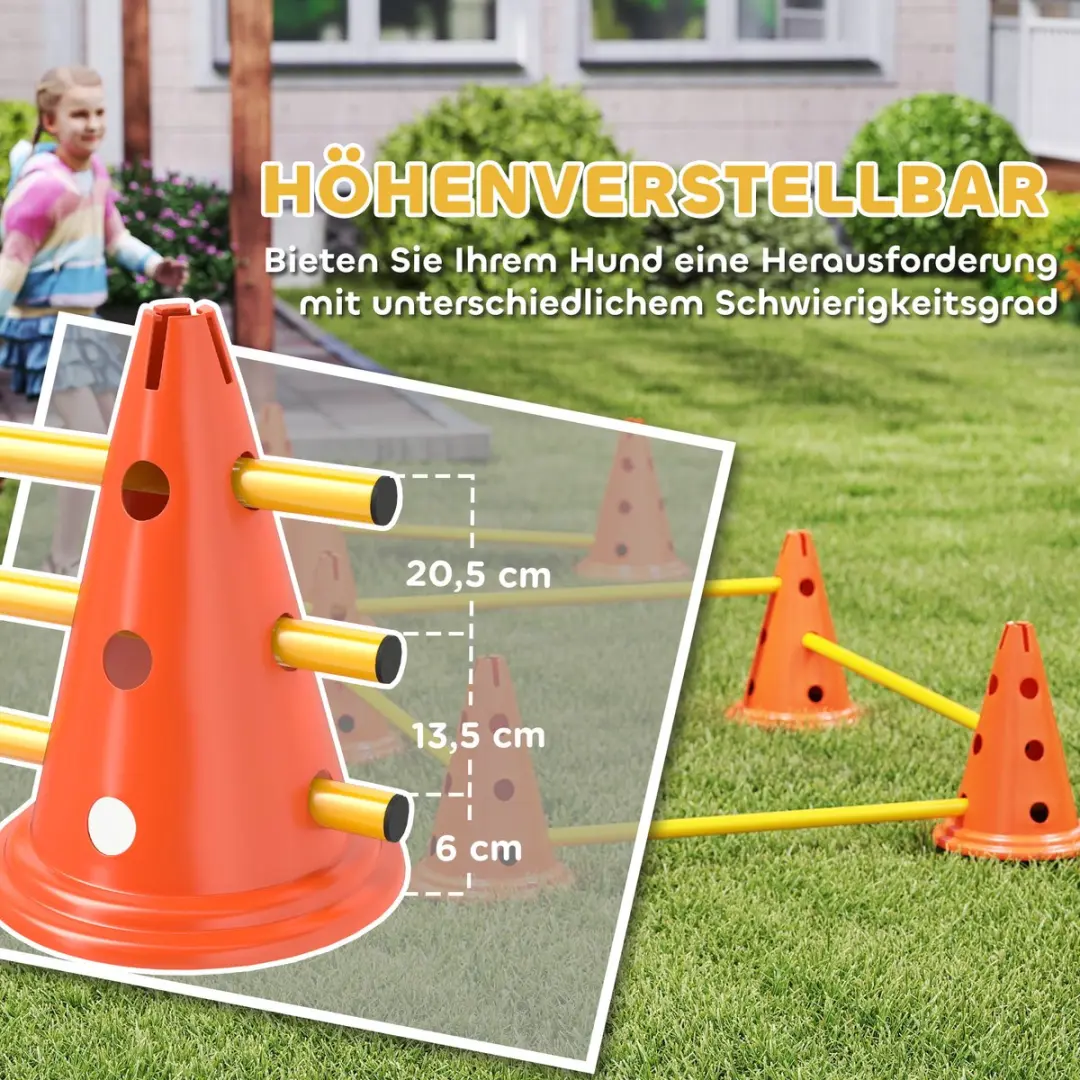 Pawhut Agility Set Honden - 6-delig met 12 Kegels - Orange