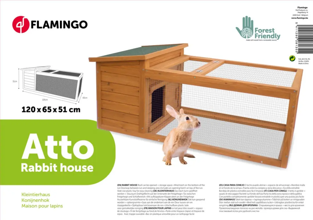 Flamingo Konijnenhok Atto Classic Bruin - 120x65x51cm