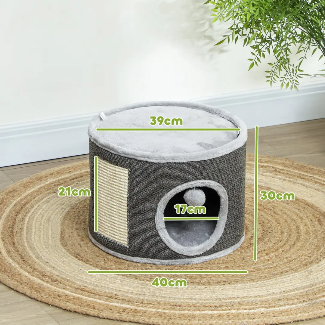 Pawhut Kratztonne 30cm - Sisal - tot 5kg - Crèmewit
